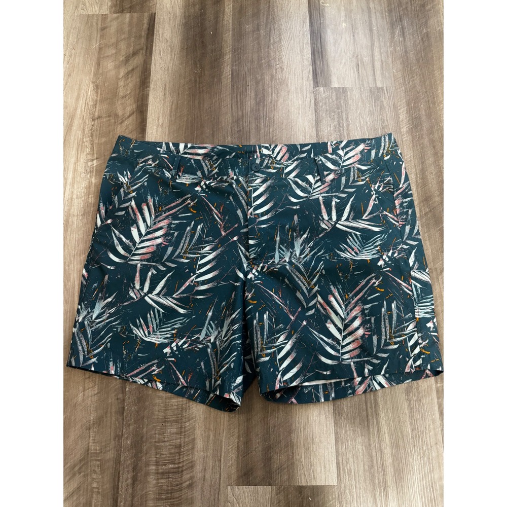 All in Motion Mens XXL Tropical Palm Print Athletic Shorts Teal Green 6in Inseam